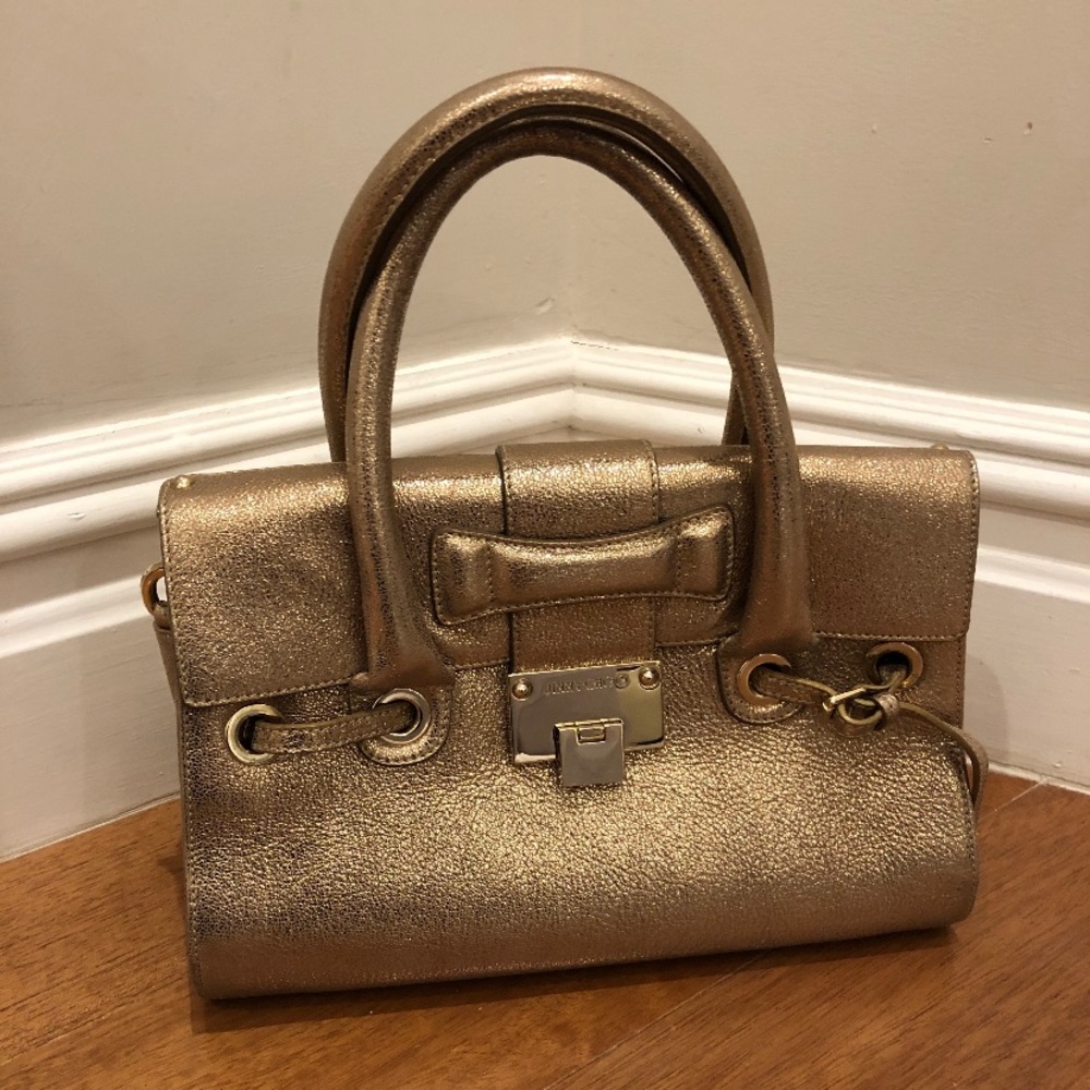 Jimmy Choo Metallic Rosalie Leather Satchel